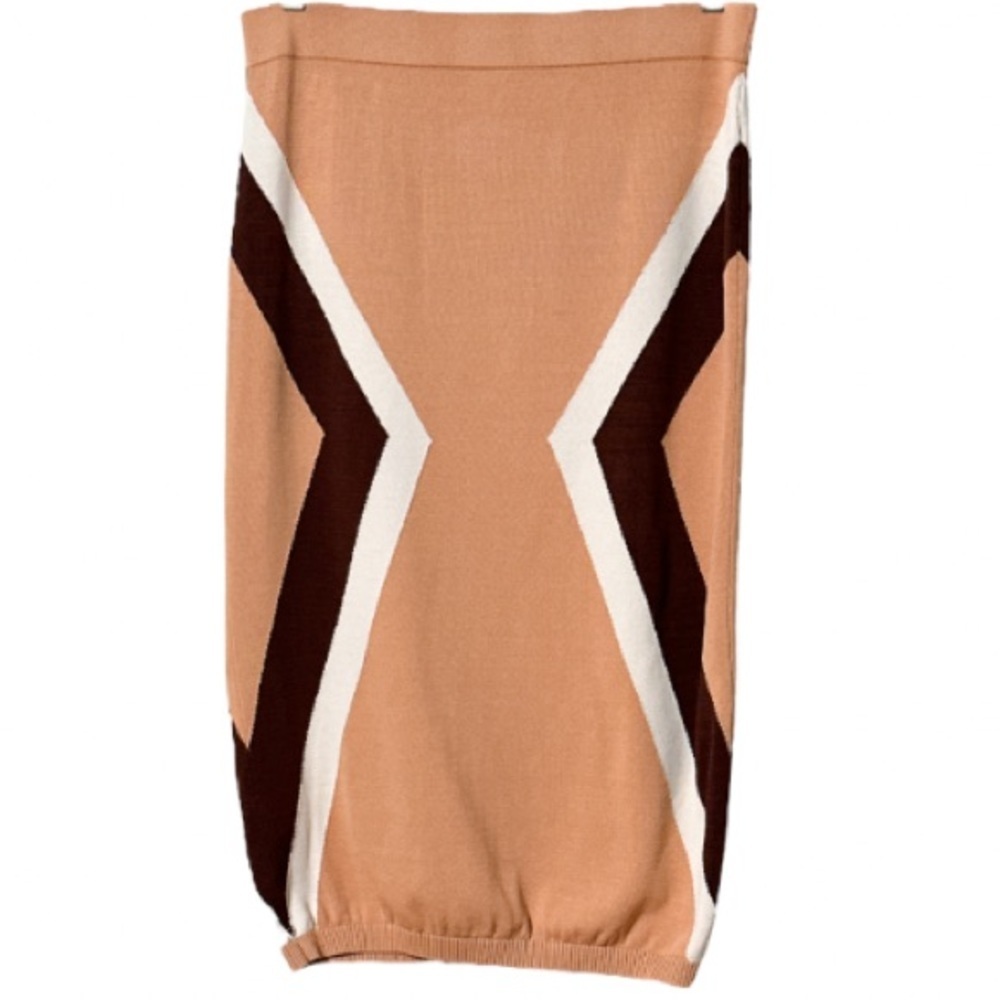Luxe color-block stretch knit midi skirt l - Picture 2 of 6